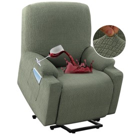 H.VERSAILTEX 100% Waterproof Recliner Chair Cover, Electric Power Lift Recliner Chair Covers Stretch Jacquard Fabric Furniture Protector for Pets Elder Protector, Washable，Medium，Sea Grass