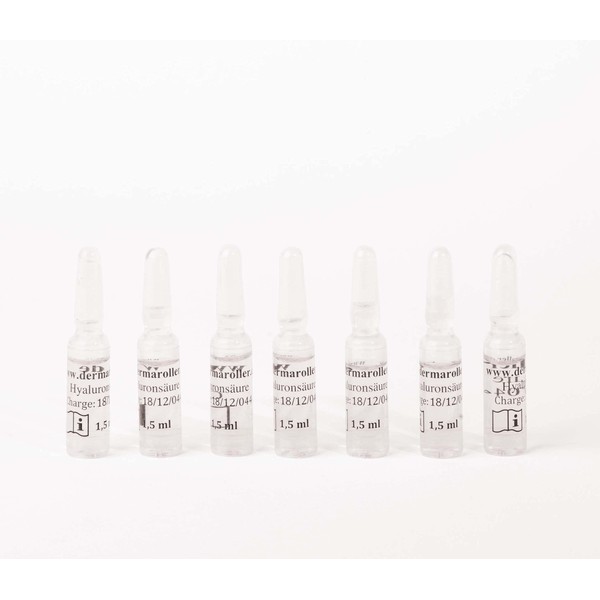 Dermaroller Hyaluronic Serum Ampoules, Facial Care Serum for Regeneration of Collagen and Elastin, with Moisturising Hyaluronic Acid and Multiple Vitamins, 30 x 1.5 ml