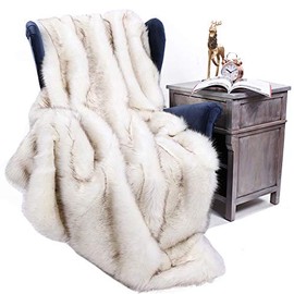 BATTILO HOME 60 x 80 Inches Home Decorative Sofa Bed Luxury Fox Faux Fur Throw Blanket