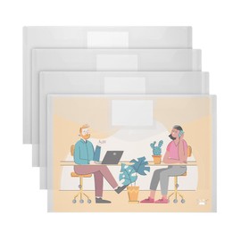 Mr. Pen- Clear Plastic Envelopes, 4 Pack, A4, Clear,Letter Size, Plastic Envelopes with Snap Closure