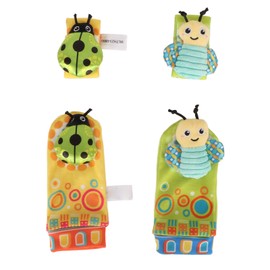 Baby Wrist Rattle Socks Set Soft Cute Cartoon Animal Hand and Foot Rattles for 0 to 1 Years Old Infant Type 2