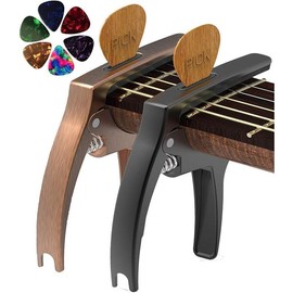 Guitar Capo,3in1 Zinc Metal Capo for Acoustic and Electric Guitars (with Pick Holder and 4Picks),Ukulele,Mandolin,Banjo,Guitar Accessories - Color: Black&Brozne