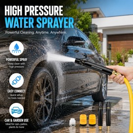 High Pressure Garden Hose Nozzle for Car Wash – Adjustable Metal Spray Gun for Yard Cleaning