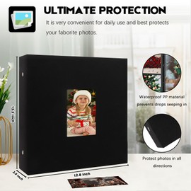 Aevdor 1000 Pockets Photo Album 4x6, Extra Large Capacity Linen Cover Wedding Family Photo Albums Holds 1000 Horizontal and Vertical Photos (Black)