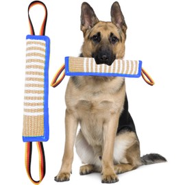 Clysoru Dog Tug Toy Dog Tough Jute Bite Pillow Lasting Training Equipment Two Flag Handles Puppy to Large Dogs Interactive Toy war Toys for Aggressive chewers