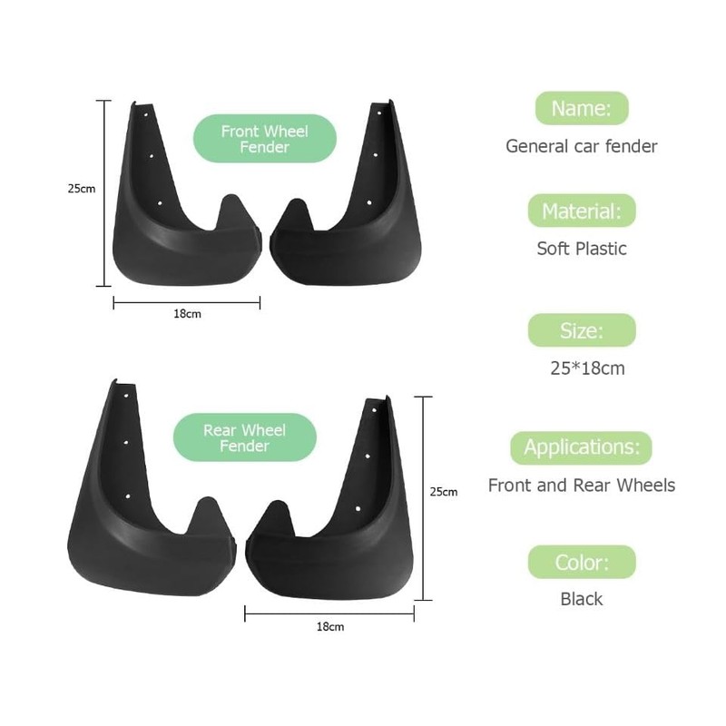 Universal Mudflaps Car Moulded Car's Hatchback Saloon Estate Front and