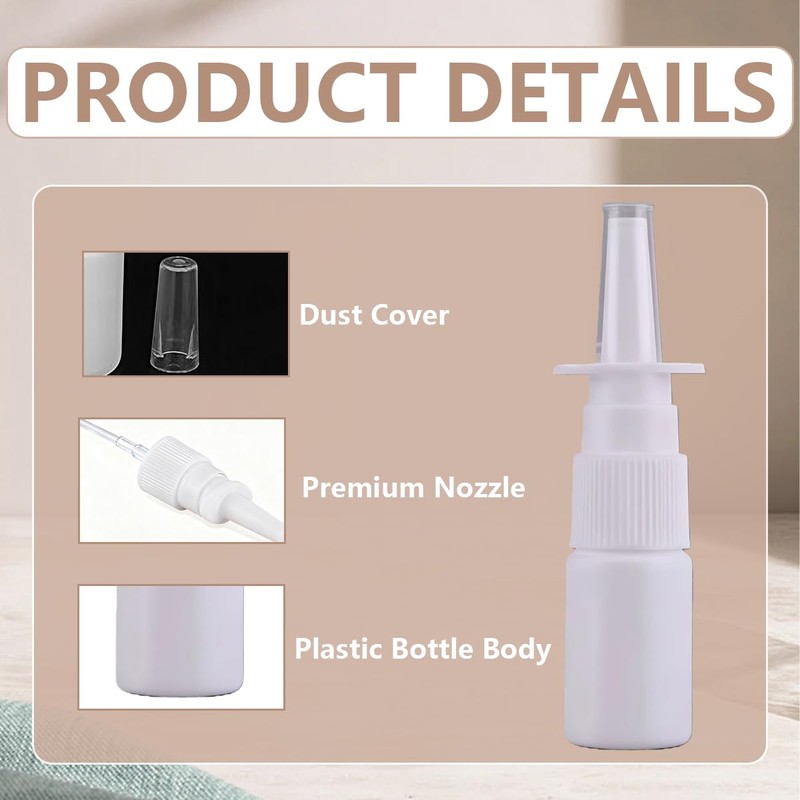QUUPY 24PCS 30mL/1oz Empty Refillable Plastic Nasal Spray Bottle Container