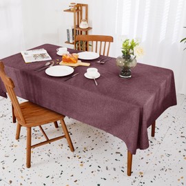 Deconovo Large Solid Tablecloth Rectangle Wipeable Water Resistant Table Cloth for Dining Party Birthday Restaurant and Holiday Decoration 54 x 108 Inch Prune
