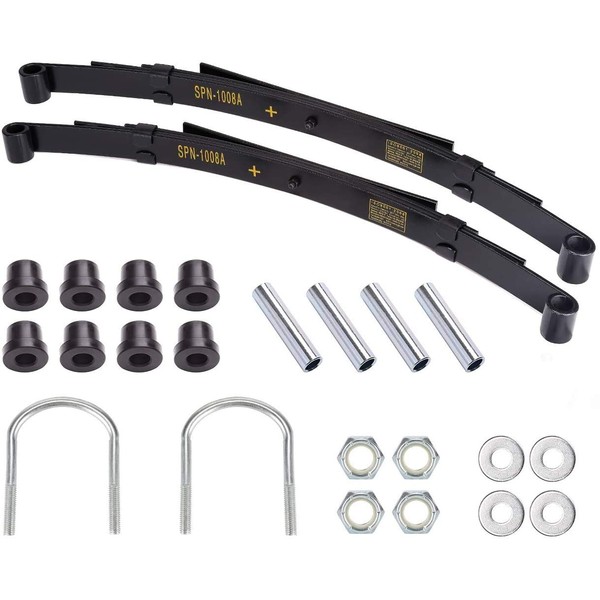 10L0L Golf Cart Heavy Duty 4 Leafs Rear Spring Kit for Club Car DS 1981-up Gas & Electric, with Bushings, Spacers & U Bolts