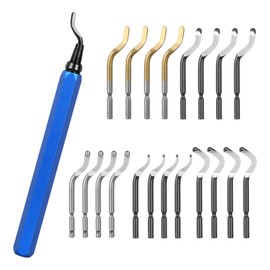 Pack of 21 deburring metal tool universal, 360° rotating deburring tool with 20 replacement blades, universal 3D printer accessories for plastic, aluminium, stainless steel