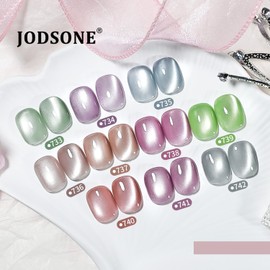 JODSONE 10 Colors Glow-in-the-Dark Cat Eye Gel Nail Polish with Base Coat and Top Coat and Magnet Stick for Nail Salons