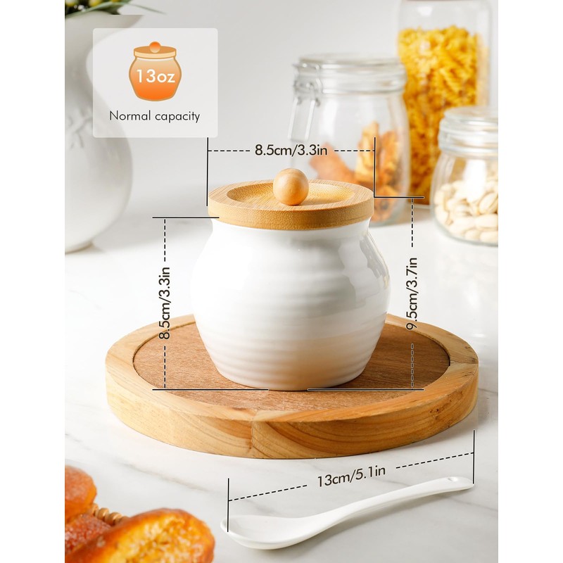 AISBUGUR Sugar Bowl with Lid and Spoon,13oz Sugar Bowl with