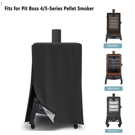 Lightweight Vertical Pellet Smoker Cover for Pit Boss 4/5-Series, PBV4PS1, PBV4PS2, PBV5PW1, Convenient Zipper and Straps Design, Easy to Put On and Take Off, Waterproof  & UV Protection, Black