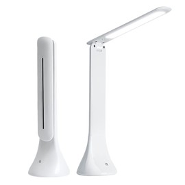 SouYuuKai LED Desk Light, Foldable, USB Charging, Compact Storage, 3 Level Dimming, For Learning, Library Reading, Telework Auxiliary Light, Disaster Preparedness Light, Eye Friendly Brightness, Daylight White, Energy Saving, Stand Type - White