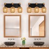 3 Light Bathroom Vanity Light Fixtures， Rustic Style Wood Bathroom
