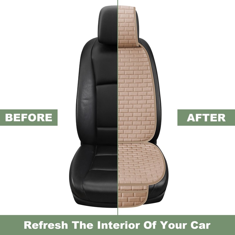 VarCozy Linen Car Seat Covers, 2PCS Breathable Front Pair Seat