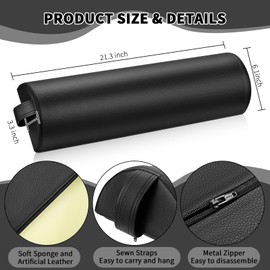 Ripeng 4 Pcs Half Round Massage Table Bolster Pillow Pad Semi-Round Massage Pillow Cushion with Strap Handle Black Durable Professional Bolster Support Pad for Leg, Knee, Neck, Back, Spa