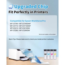 T9451 T9452 T9453 T9454 Printer Cartridges Compatible with Epson T9451-T9454 for Epson Workforce Pro WF-C5710DWF WF-C5790DWF WF-C5210DW WF-C5290DW WF-C5710 WF-C5790 WF-C5211 0 (1 Black Cyan Magenta