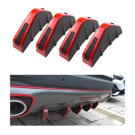 4pcs Car Rear Lower Bumper Wing Lip Diffuser, Anti-Crash Accessories Spoiler Shark Fin Protector, Rear Bumper Splitter Lip Wing with Screw, Universal Auto Decoration for Car SUV Truck