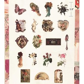 DESEACO Vintage Fairy Tale Flower Washi Sticker Pack - Artsy Retro Decals with Assorted Butterfly, Floral, Lady Dowager Portraits (Fairy Fantasy Garden, 120 Pcs)