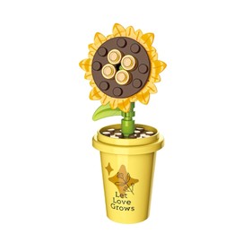 HTLNUZD Kit de construcción de flores, bloques de construcción, juego de ramo de flores, adornos creativos para decoración de computadora, colección botánica artificial, kits de construcción de flores para regalos (girasol)
