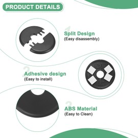 M METERXITY 2-Pack Wall Split Flange, for 0.6 Inch/16mm OD Pipe ABS Escutcheon Plate Round Self-Adhesive Plumbing Cover Plates for Water Pipe/Faucet [Black]