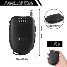 Cable Lock Combination Lock with 4 Number Discs and Wire Rope 90 cm Ideal as Scooter Lock, Bicycle Lock, Luggage, Motorcycles