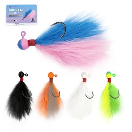 Natufish 5pcs Mixed-Color Crappie Fishing Jigs Kit, Hand-Tied Marabou Jigs for Trout Magnet, 1/64-1/4oz, Fresh/Saltwater Lures for Trout, Bass, Crappie & Walleye