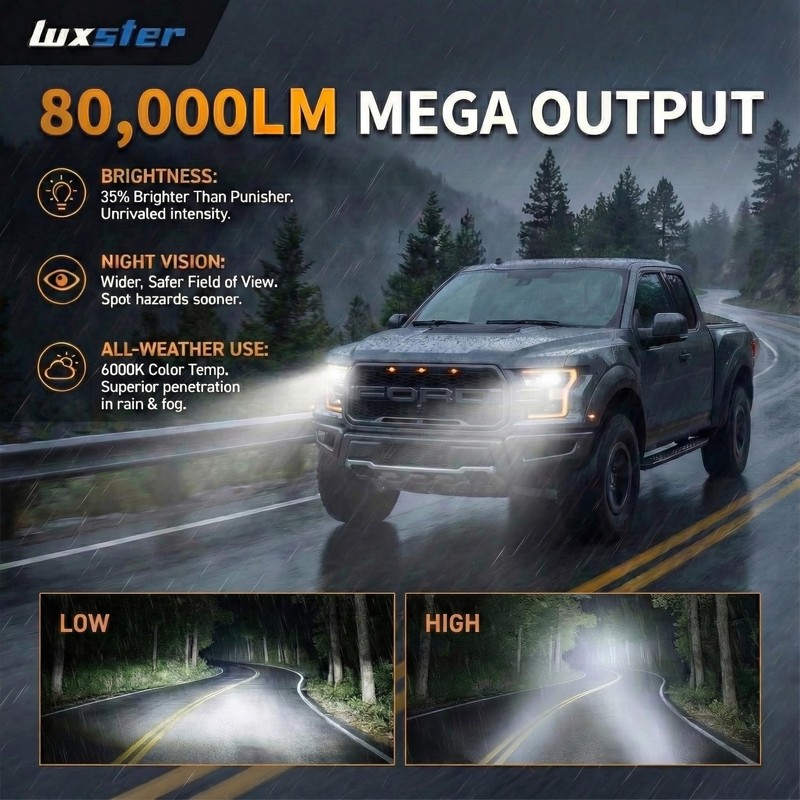 LUXSTER Ultra 9006 HB4 LED Bulbs, 80000LM Super Bright, Triple
