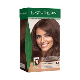 Naturigin Permanent Hair Color, 5.3 Warm Brown, Ammonia Free, 100% Gray Coverage, Nourishing Natural Formula, For All Hair Types, Long-Lasting, Vegan & Cruelty-Free, 1 Pack