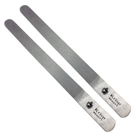 Stainless Steel Manicure Pedicure Metal Deb Diamond Nail File 7" inch, Double Sided Dust Coating Suitable for Natural or Acrylic Nails (Pack of 2) by Krisp Beauty