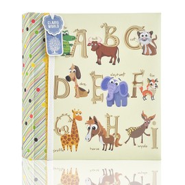 Large Baby Alphabet/Number Gift Slip in Case Photo Album for 200 4 x 6 Inch Photos - Animals Print Design