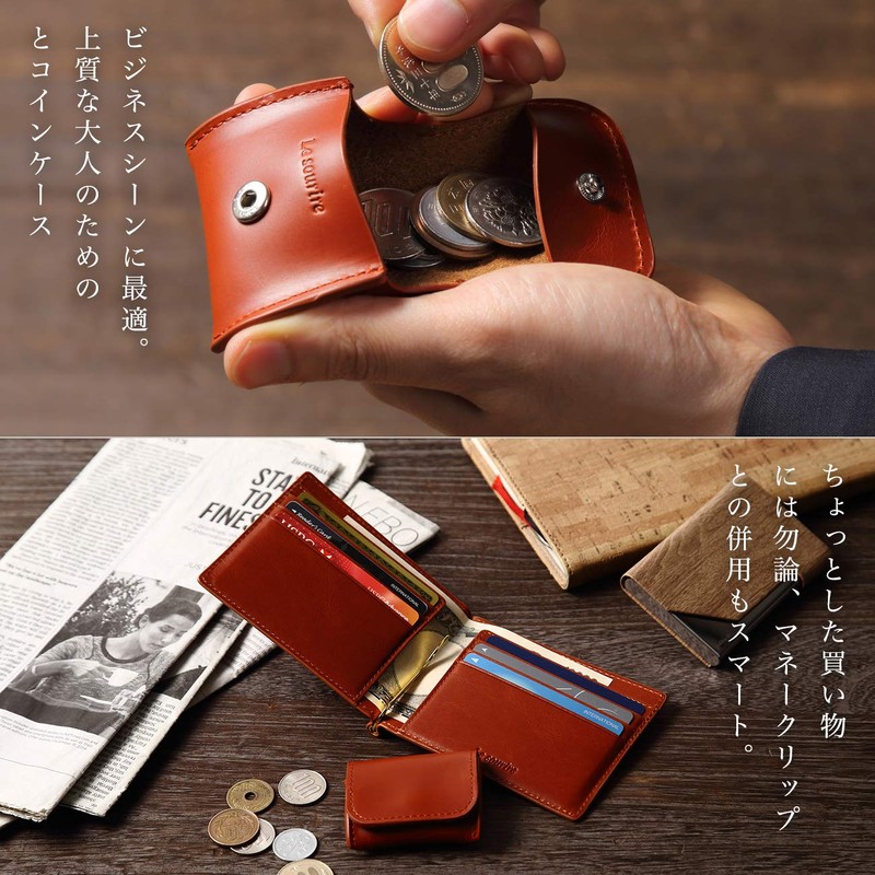 Le sourire Men's Small Coin Purse, Small Genuine Leather Coin