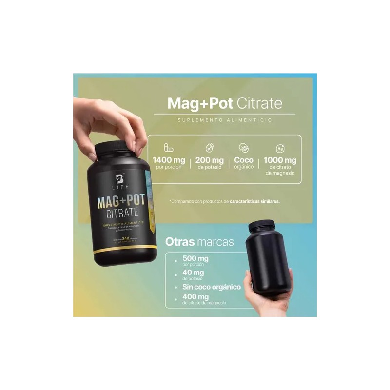 Citrato De Magnesio/potasio 240 Caps. Mag+pot Citrate B Life Sabor