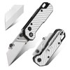 White Carbon fiber Folding Utility Knives, Button Lock, EDC Knife,Quick