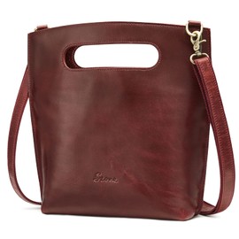 S-ZONE Women Vintage Genuine Leather Crossbody Bag Distressed Foldable Clutch Top Handle Handbag Purse