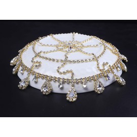 Wekicici Roaring 20s Women Rhinestones Gold Flapper Cap Cleopatra Head Chain Tassel Headpiece Gatsby Themed Party, Events Hair Jewelry