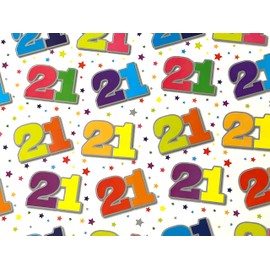 Birthday Wrapping Paper - 2 Sheets Of Gift Wrap & one Tags - 21st Birthday - SE2608