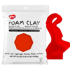 BOHS Red Squishy Slime Modeling Foam Clay, Air Dry, for School Arts & Crafts Project,1.1 Pound,Ages 3 & Up