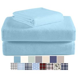 Morgan Home Cotton Turkish Flannel Sheets 100% Brushed Cotton for Supreme Comfort - Deep Pockets - Warm and Cozy, Great for All Seasons (Light Blue, Full)