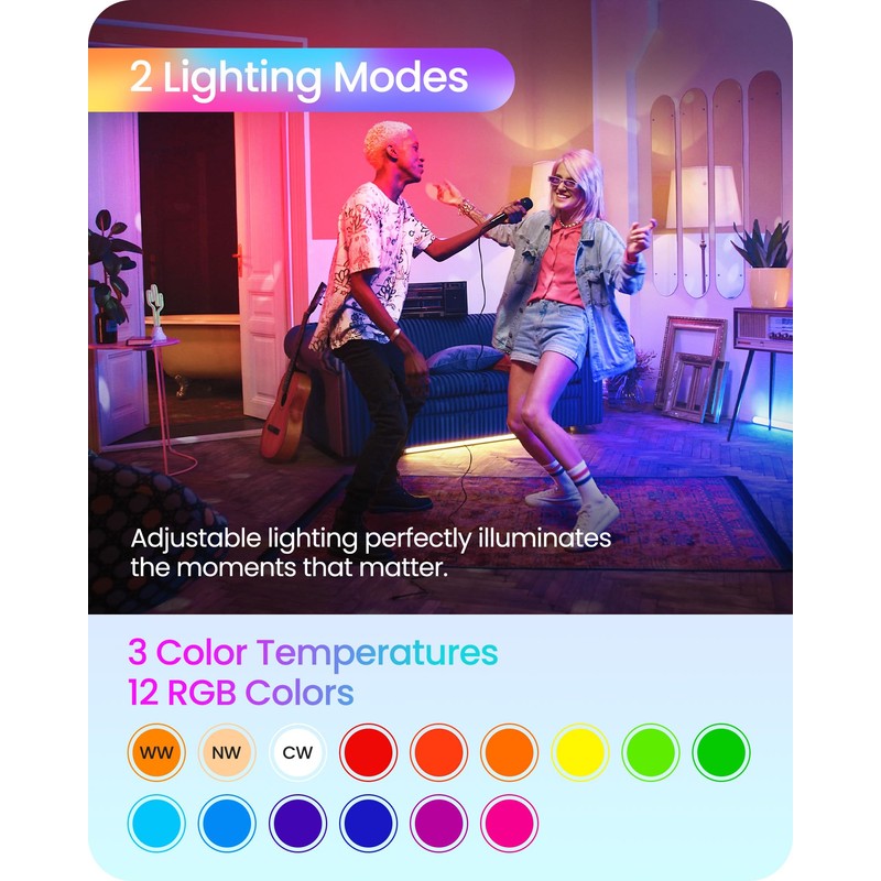 GOEBLESON Rechargeable Light Bulbs with Remote Control, 2 Pack E12