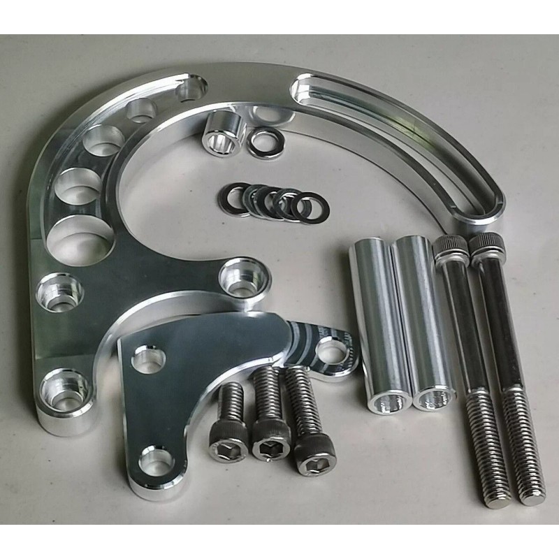 CNCRSR Small Block Chevy Alternator & Power Steering Brackets Combo