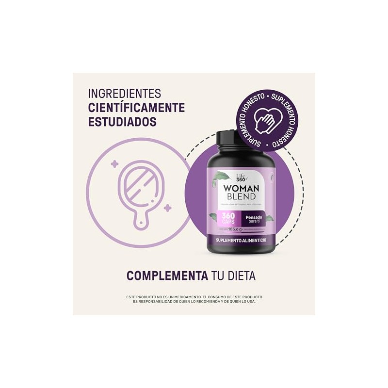 Multivitamínico Suplemento Mujer 360 Cápsulas Colágeno Hidrolizado Biotina Ácido Fólico