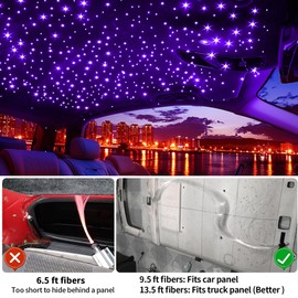 750 Starlight Headliner Kit for Car – Universal Compatibility, Twinkle & Meteor Effects, RGBW Fiber Optic Strands (0.03in x 9.8ft), 200 Pure White Shooting Stars, Home & Theater Ceiling Décor
