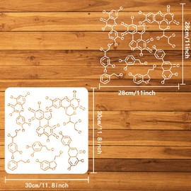 FINGERINSPIRE Chemical Structure Stencil 11.8x11.8inch Reusable Organic Chemistry Stencil Large Science Elements Drawing Template DIY Painting