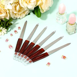 Metal Nail File,6 Pack Double-Ended Sword Nail Files Double Sided Sapphire Grit Nail File Stainless Steel Fingernail Files with Handle Multifunction Finger Nail Filers Nail Tools for Natural Nails