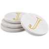 Mary Square Monogrammed J Gold Foil 4 inch Marble Round