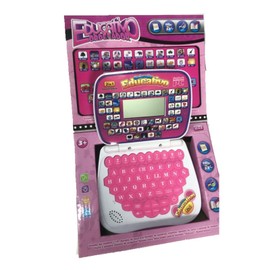Kids Laptop Toy Cartoon Educational Early Learning Folding Music Preschool Laptop Toy with Mouse Pink