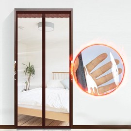 EA Magnetic Door Draft Stopper Vinyl Windproof Curtain Red-Brown Small