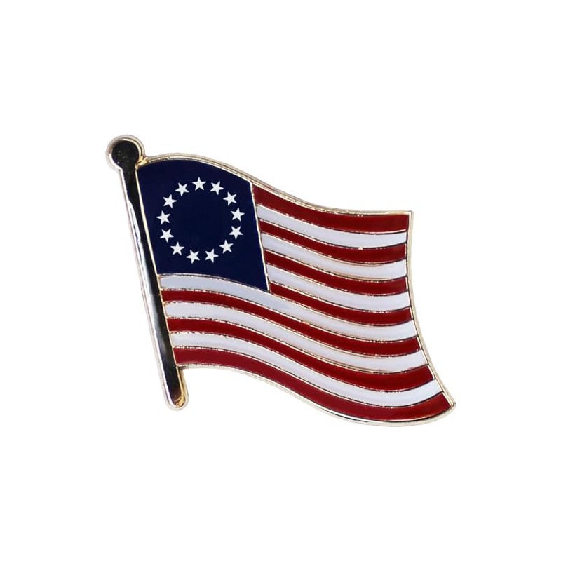 Betsy Ross Historic Flag Die-struck Metal Single Lapel Pin with